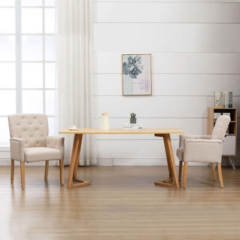 foto del prodotto vidaxl sedia da pranzo con braccioli imbottita in tessuto disponibili vari colori colore beige