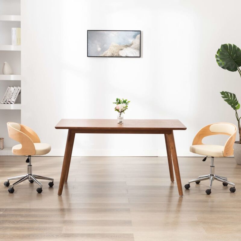 foto del prodotto vidaxl - sedia da pranzo girevole crema in legno ricurvo e similpelle