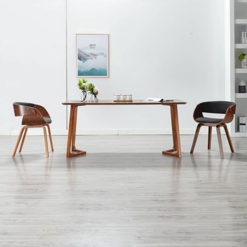 foto del prodotto vidaxl sedia da pranzo grigia in legno curvato e tessuto