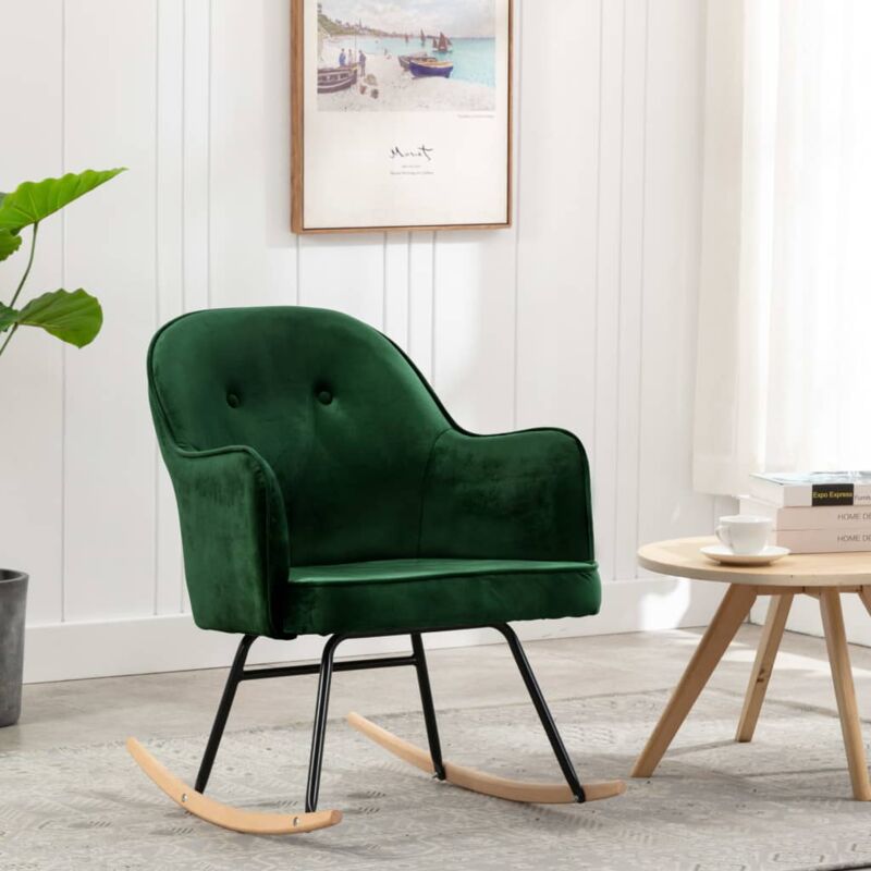 foto del prodotto vidaxl sedia da pranzo verde scuro in velluto
