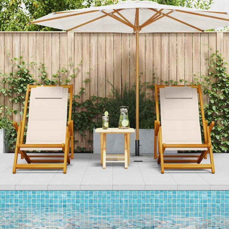 foto del prodotto vidaxl sedia da spiaggia 2 pcs marrone x legno massello di acacia