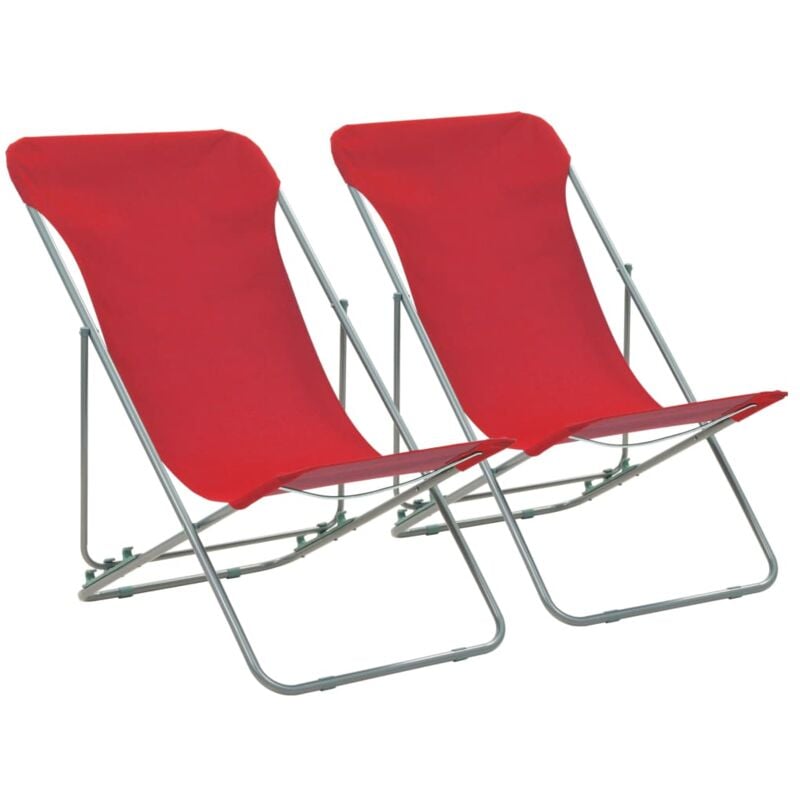 foto del prodotto vidaxl sedia da spiaggia pieghevole 2 pz acciaio tessuto oxford rosso