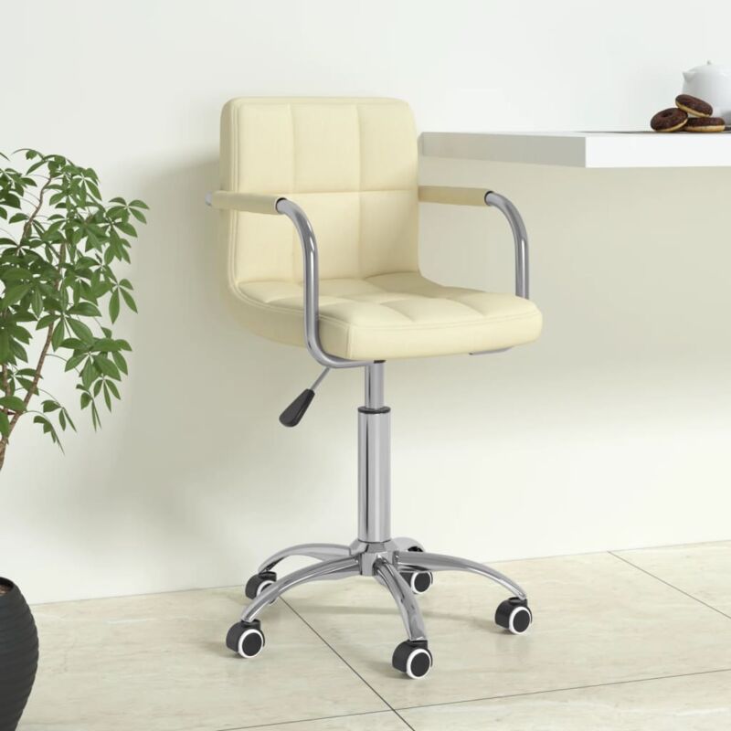 foto del prodotto vidaxl sedia da ufficio girevole crema in tessuto