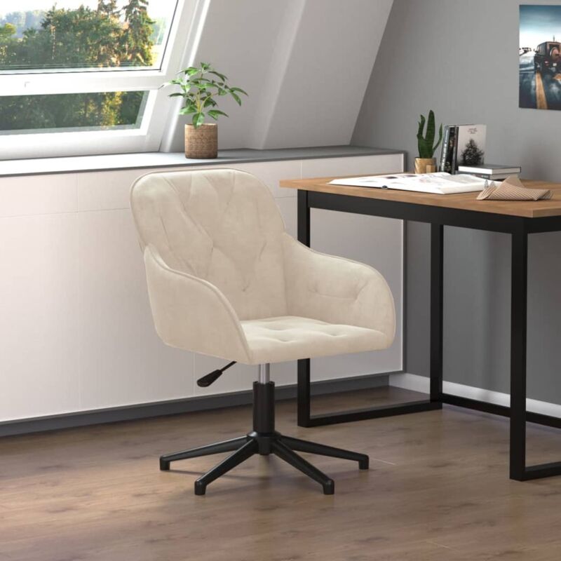 foto del prodotto vidaxl sedia da ufficio girevole crema in velluto