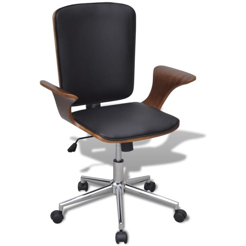 foto del prodotto vidaxl sedia da ufficio girevole in ecopelle e legno curvato vari colori colore nero noce