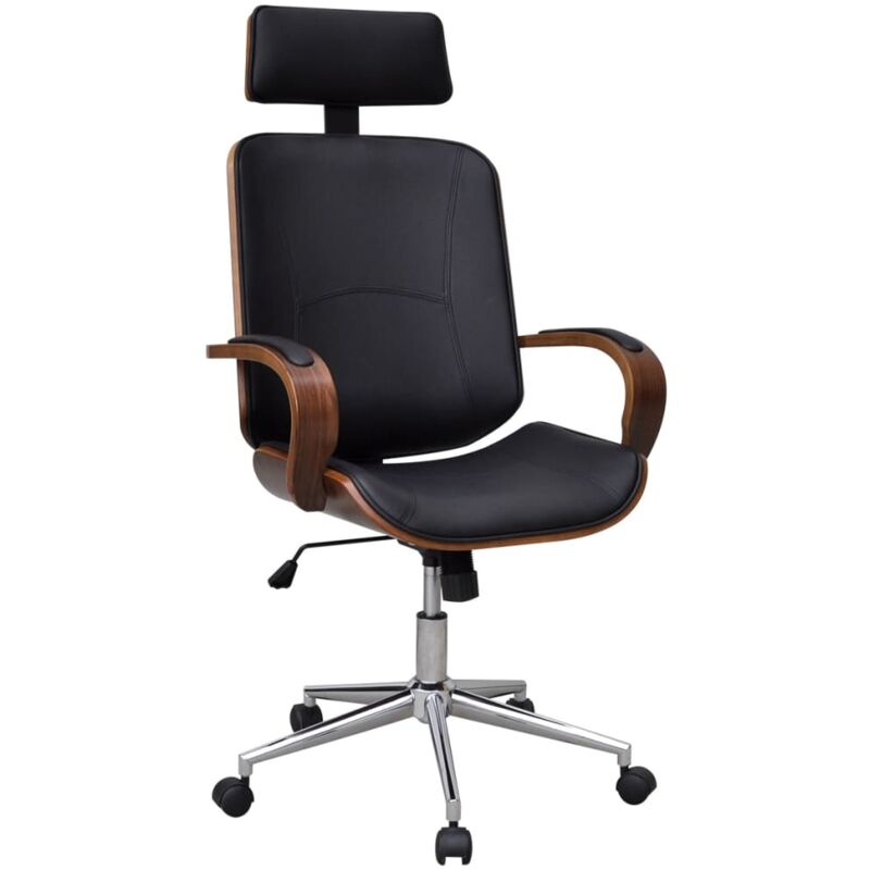 foto del prodotto vidaxl sedia da ufficio girevole in legno similpelle con poggiatesta