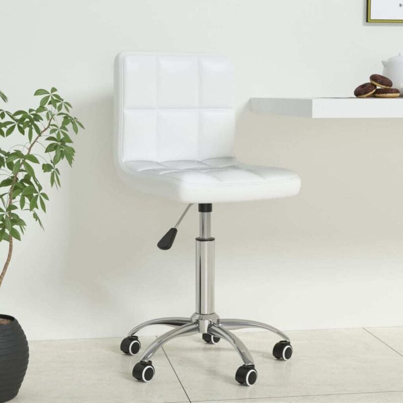 foto del prodotto vidaxl sedia da ufficio girevole in similpelle con ruote struttura acciaio vari colori colore bianco