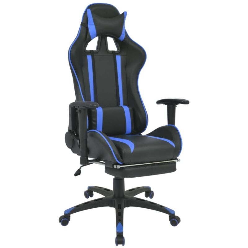 foto del prodotto vidaxl sedia da ufficio racing reclinabile con poggiapiedi blu
