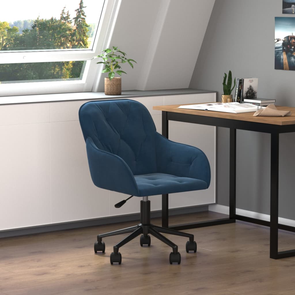 foto del prodotto vidaxl sedia girevole da ufficio blu in velluto
