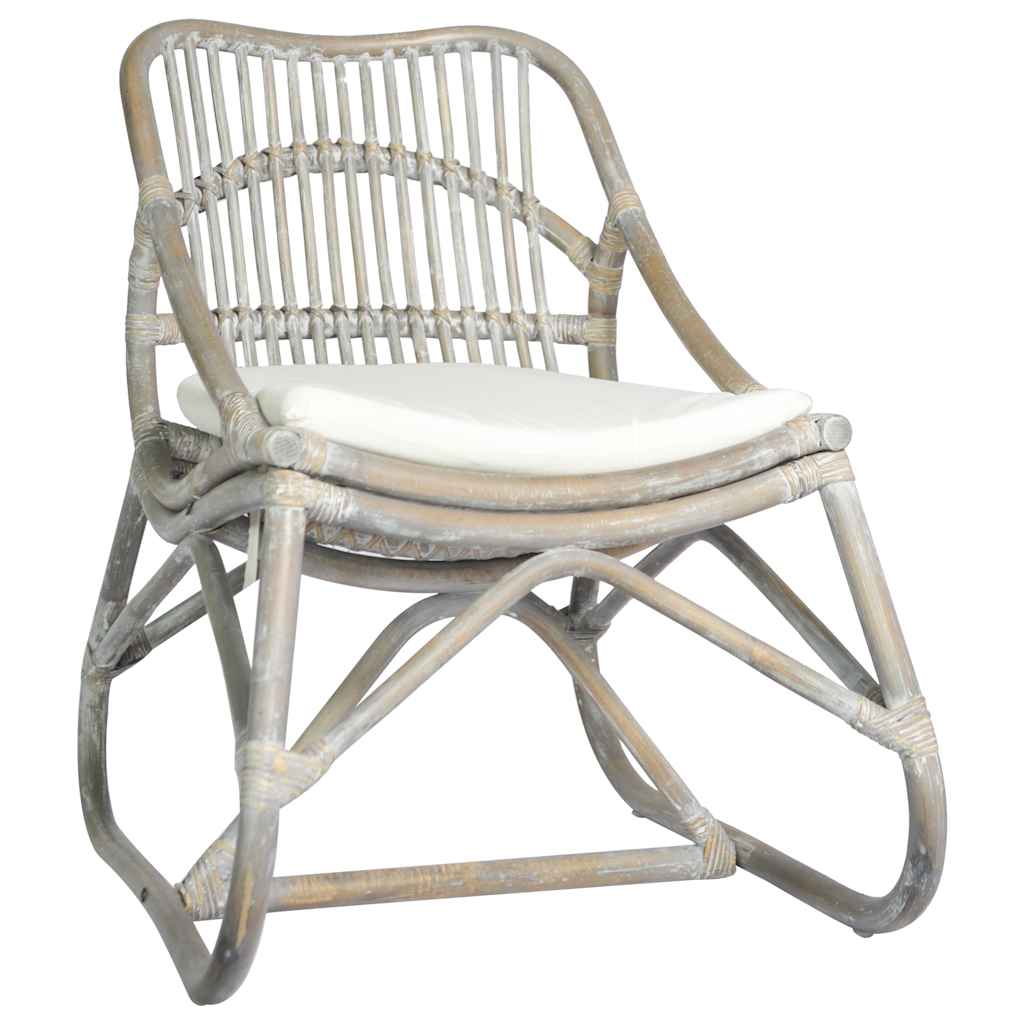 foto del prodotto vidaxl sedia grigia in rattan e lino 391597