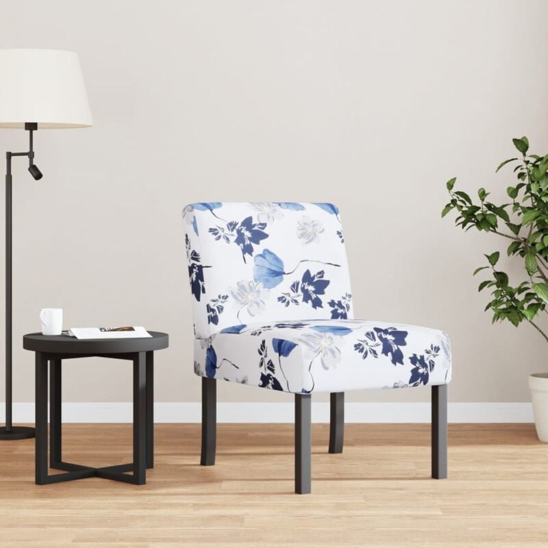 foto del prodotto vidaxl sedia pantofola in tessuto fiori blu