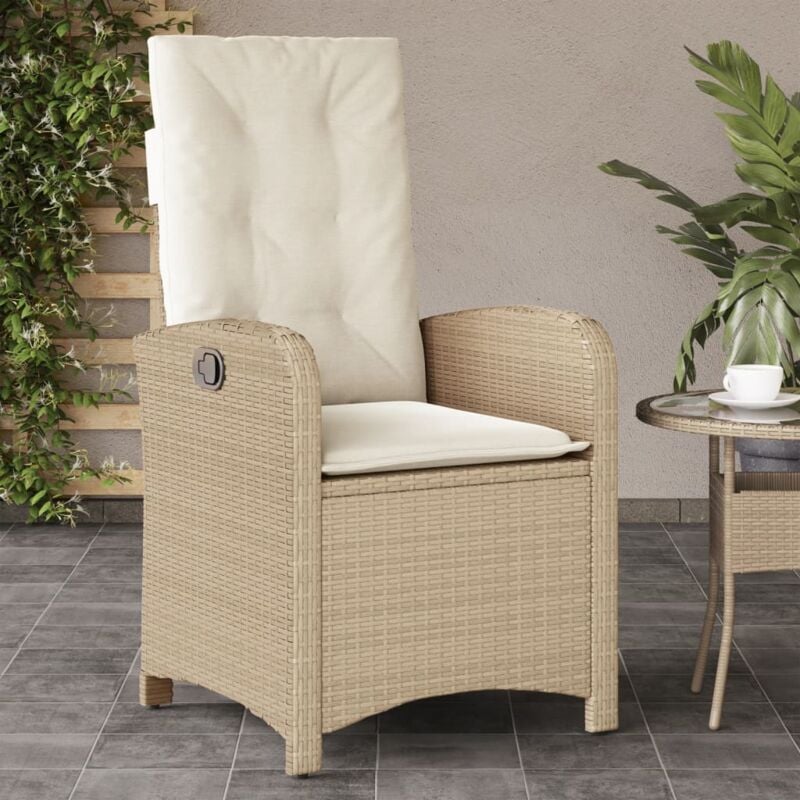 foto del prodotto vidaxl sedia reclinabile da giardino con cuscini beige in polyrattan