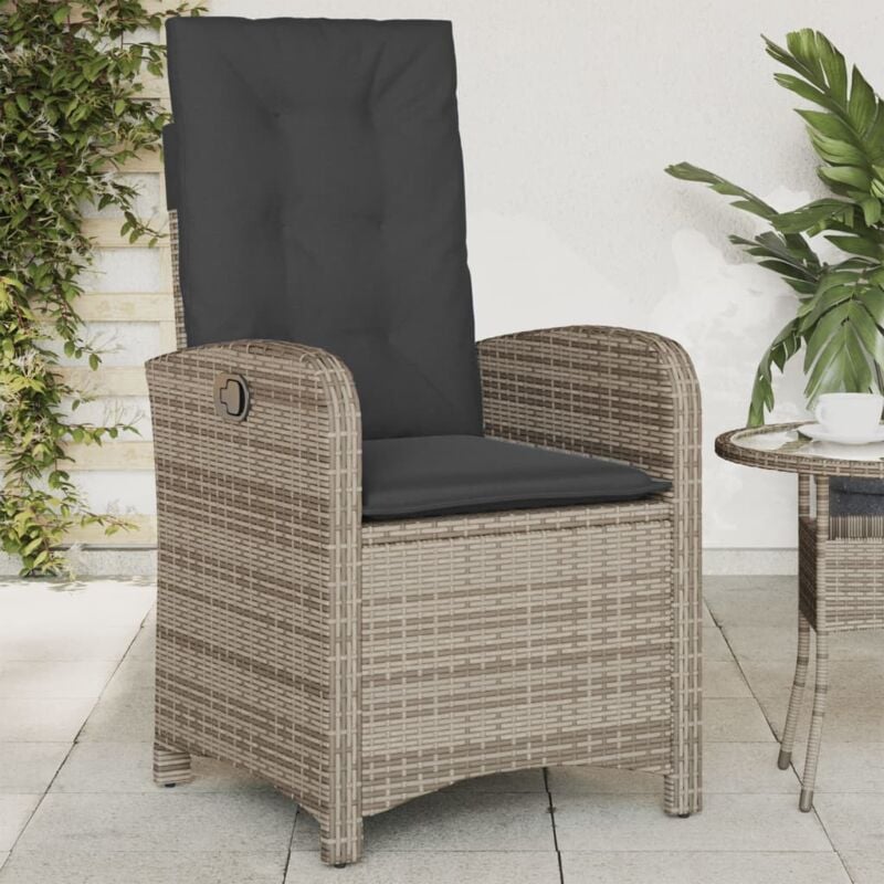 foto del prodotto vidaxl sedia reclinabile da giardino con cuscini grigia in polyrattan