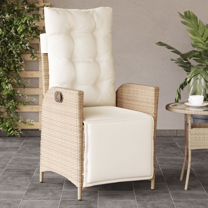 foto del prodotto vidaxl sedia reclinabile da giardino con poggiapiedi beige polyrattan