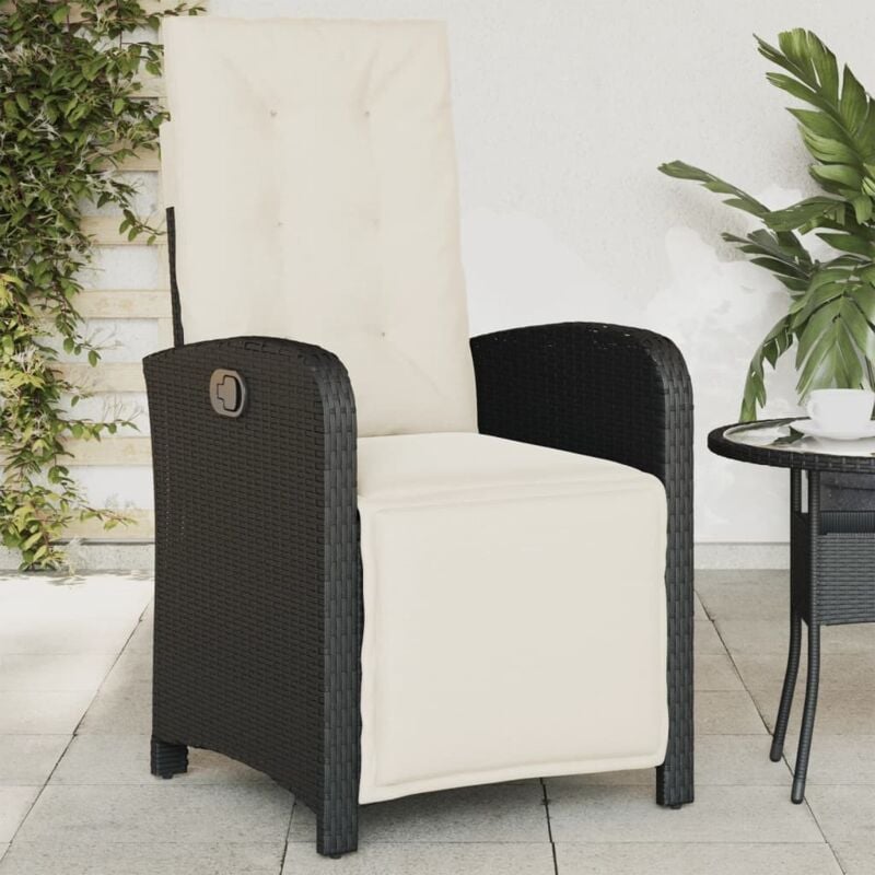 foto del prodotto vidaxl sedia reclinabile da giardino con poggiapiedi nera polyrattan