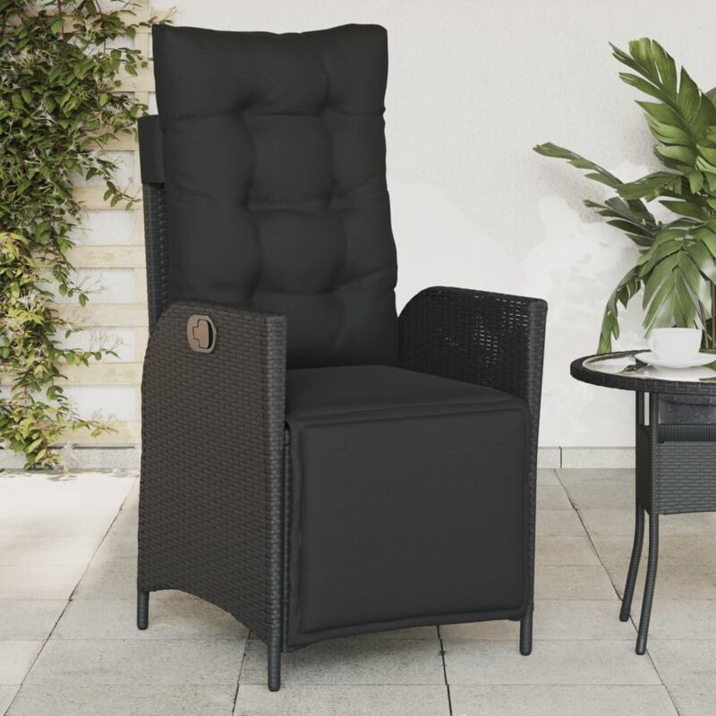 foto del prodotto vidaxl sedia reclinabile da giardino con poggiapiedi nera polyrattan