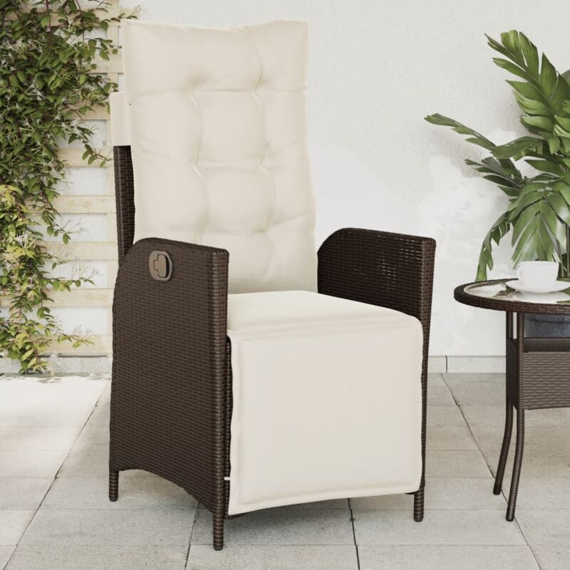 foto del prodotto vidaxl sedia reclinabile giardino con poggiapiedi marrone polyrattan