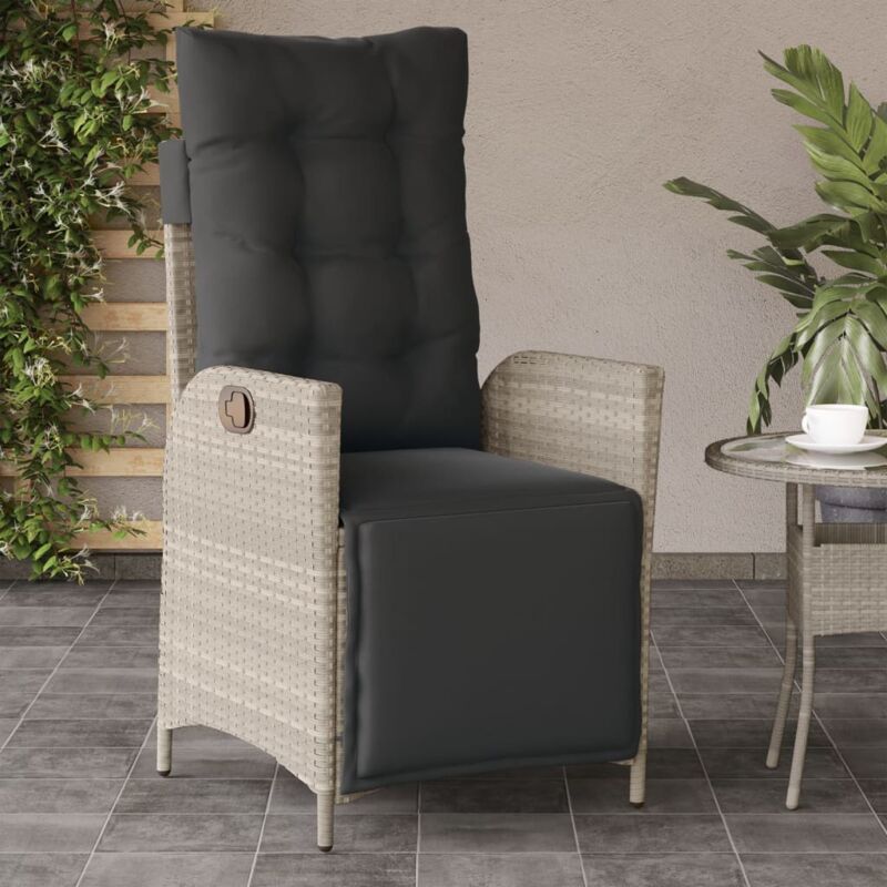 foto del prodotto vidaxl sedia reclinabile giardino poggiapiedi grigio chiaro polyrattan