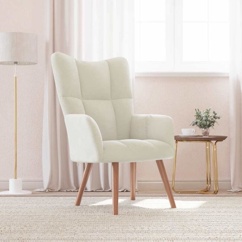 foto del prodotto vidaxl sedia relax bianco crema velluto