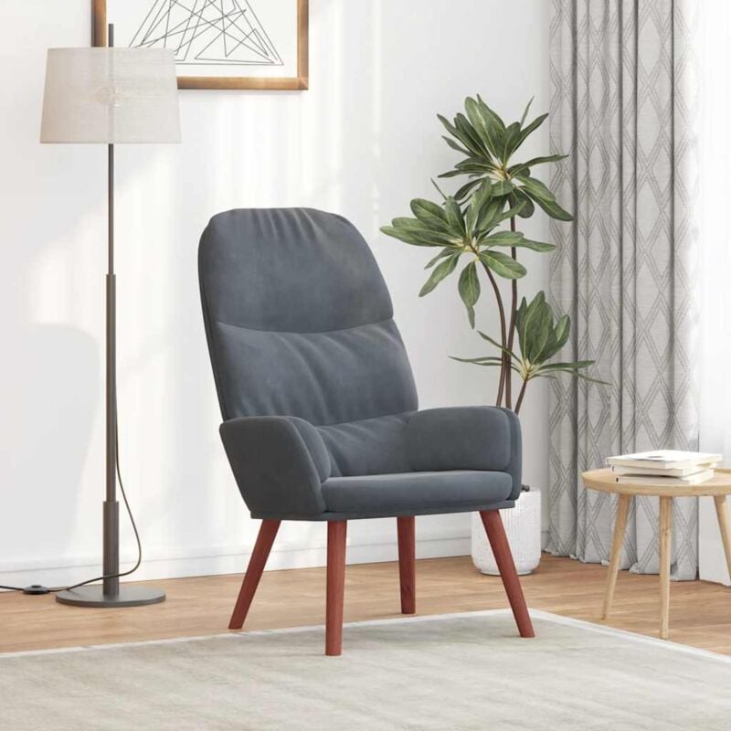 foto del prodotto vidaxl sedia relax grigio scuro in velluto