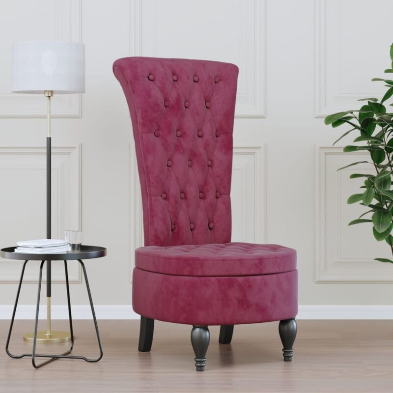 foto del prodotto vidaxl sedia schienale alto design bottoni velluto rosso vino chiaro