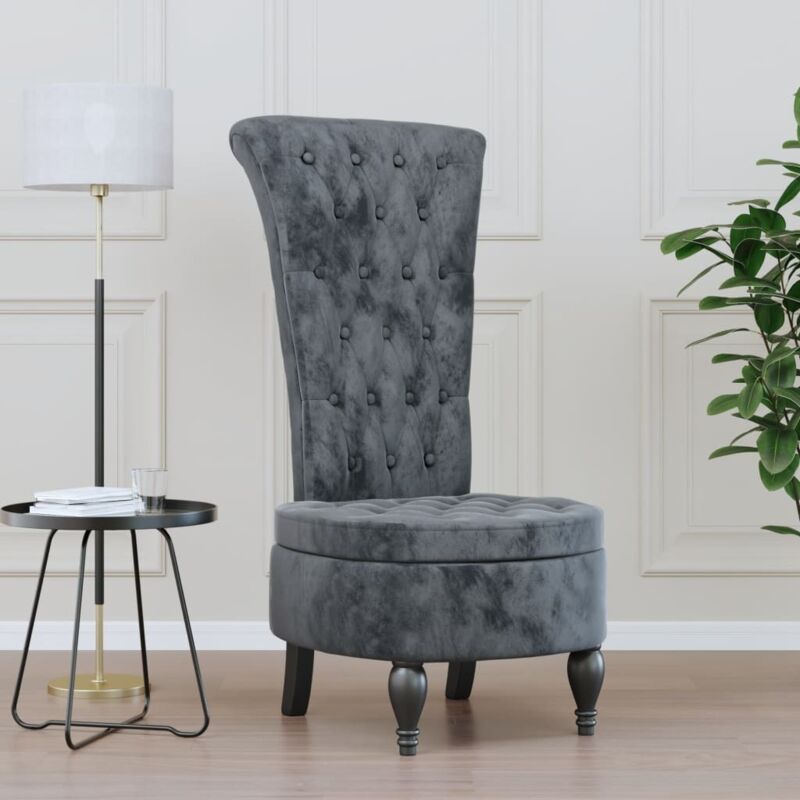 foto del prodotto vidaxl sedia schienale alto design con bottoni in velluto grigio scuro
