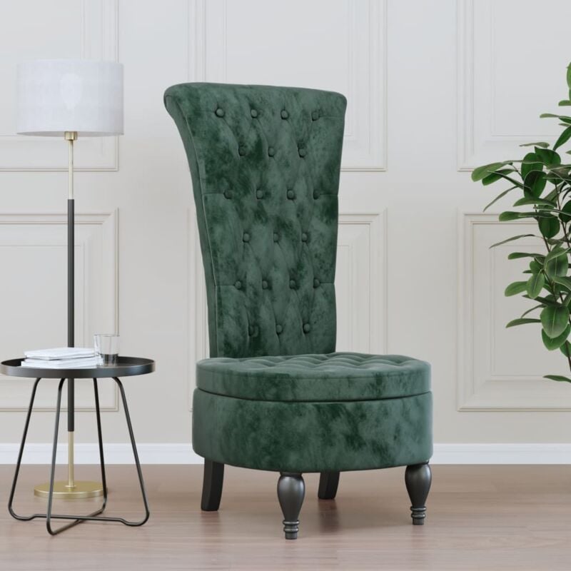 foto del prodotto vidaxl sedia schienale alto design con bottoni in velluto verde scuro