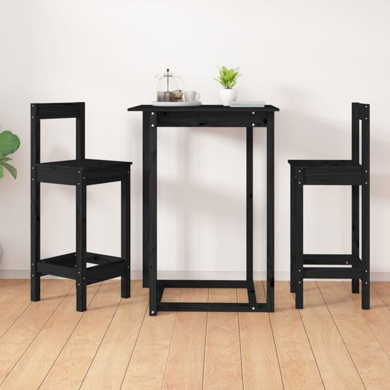 foto del prodotto vidaxl sedie da bar 2 pz nere 40x41,5x112 cm legno massello di pino
