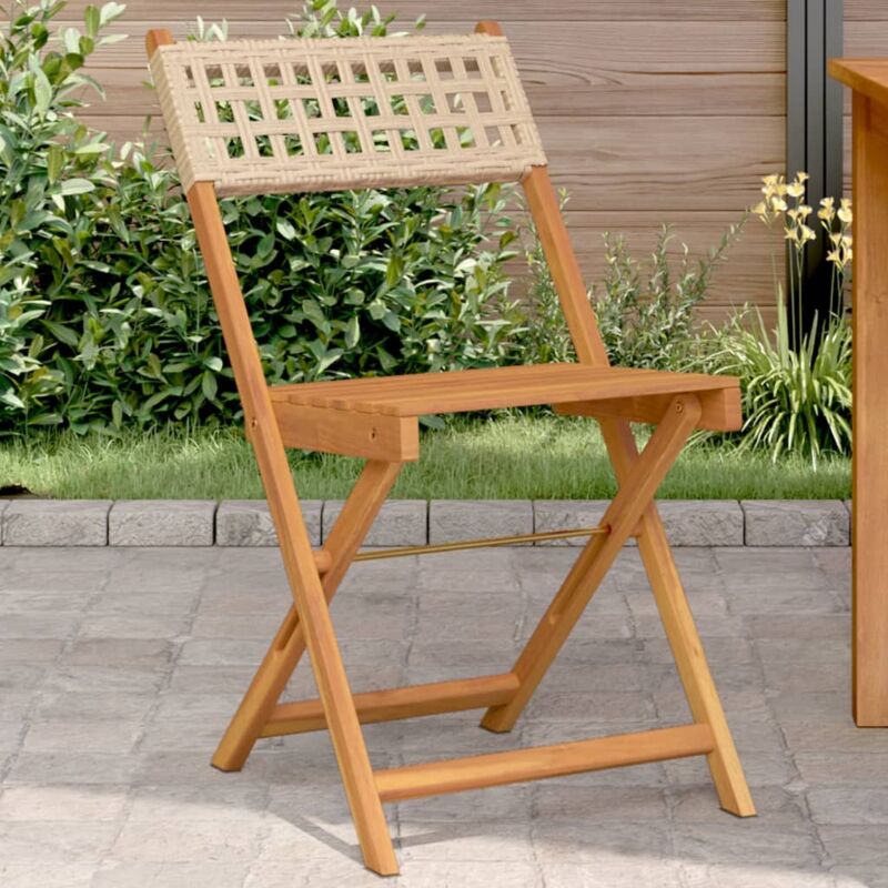 foto del prodotto vidaxl sedie da bistr 2 pz beige legno massello acacia e polyrattan