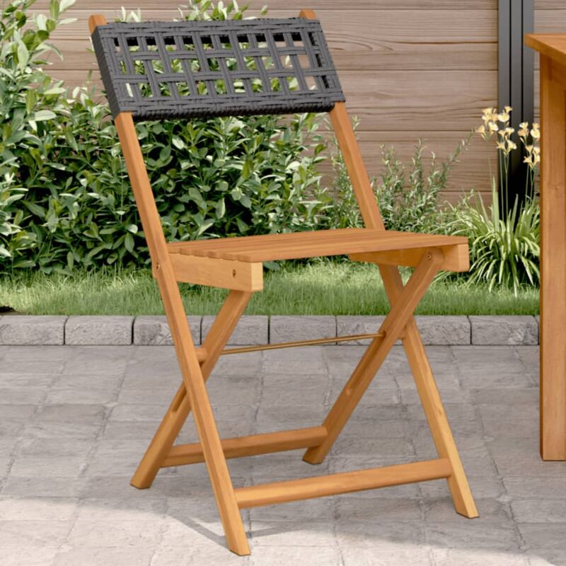 foto del prodotto vidaxl sedie da bistr 2 pz nere legno massello acacia e polyrattan