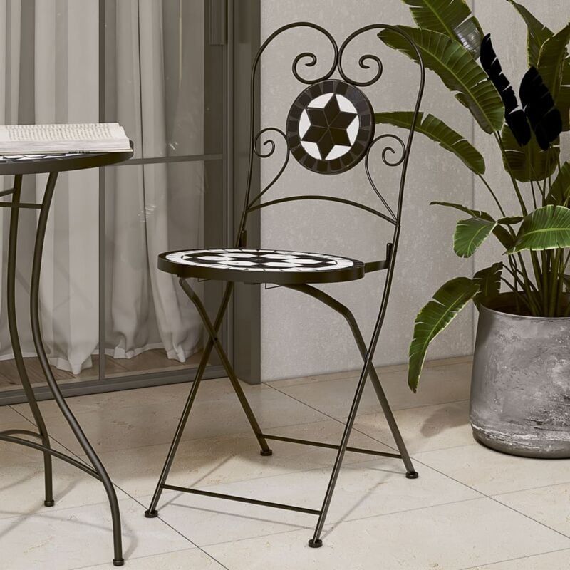 foto del prodotto vidaxl sedie da bistr pieghevoli 2 pz nero e bianco in ceramica