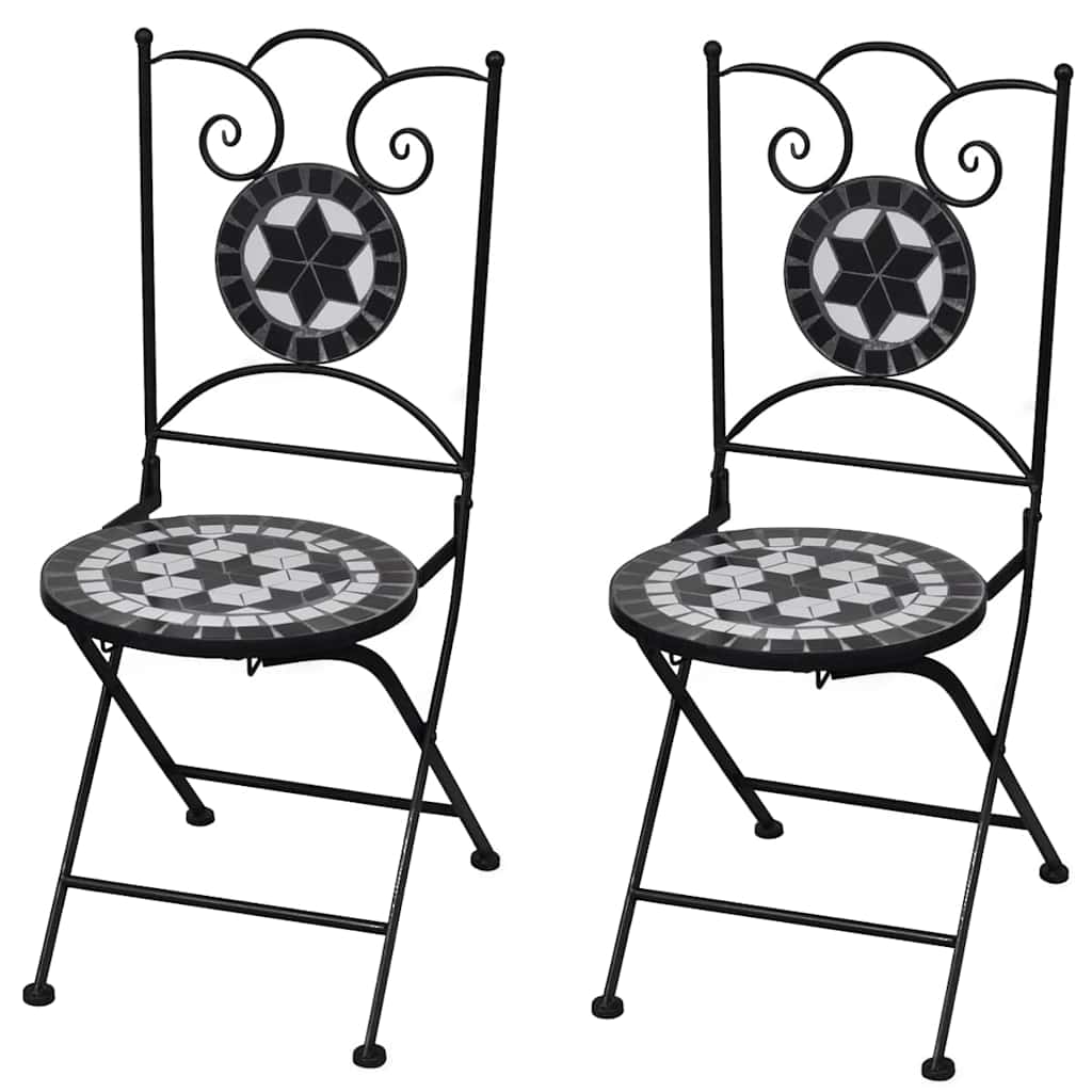 foto del prodotto vidaxl sedie da bistrot pieghevoli 2 pz in ceramica nero e bianco
