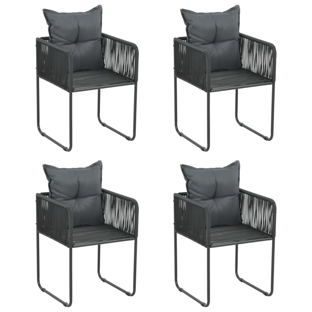 foto del prodotto vidaxl sedie da esterni 4 pz con cuscini in polyrattan nere