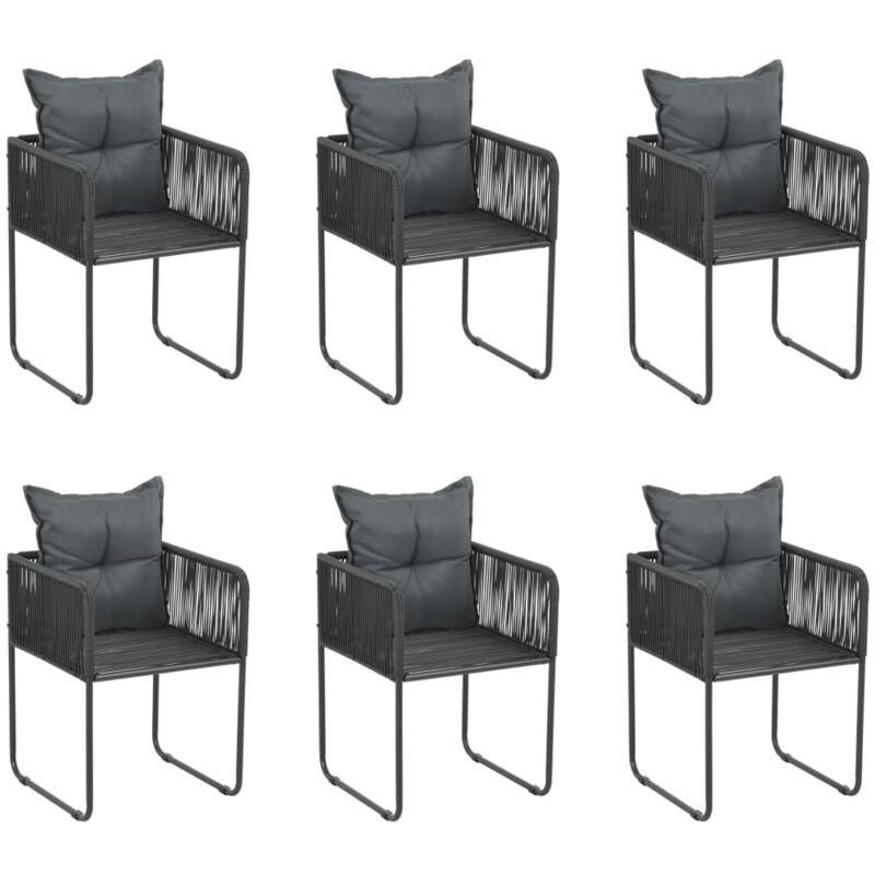 foto del prodotto vidaxl sedie da esterni 6 pz con cuscini in polyrattan nere