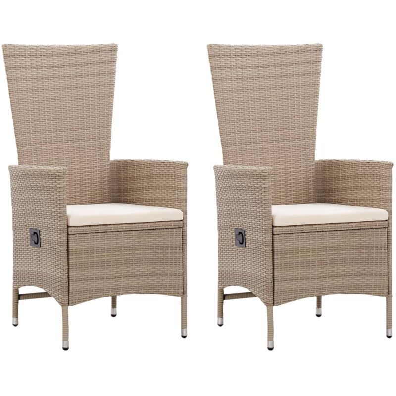 foto del prodotto vidaxl sedie da esterno 2 pz con cuscini in polyrattan beige
