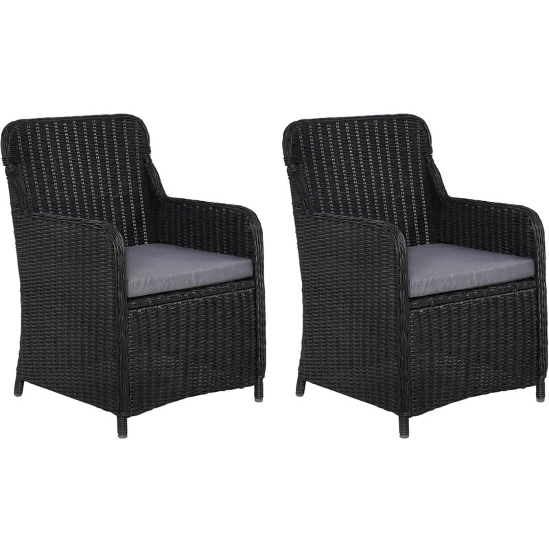 foto del prodotto vidaxl sedie da esterno con cuscini 2 pz polyrattan nero