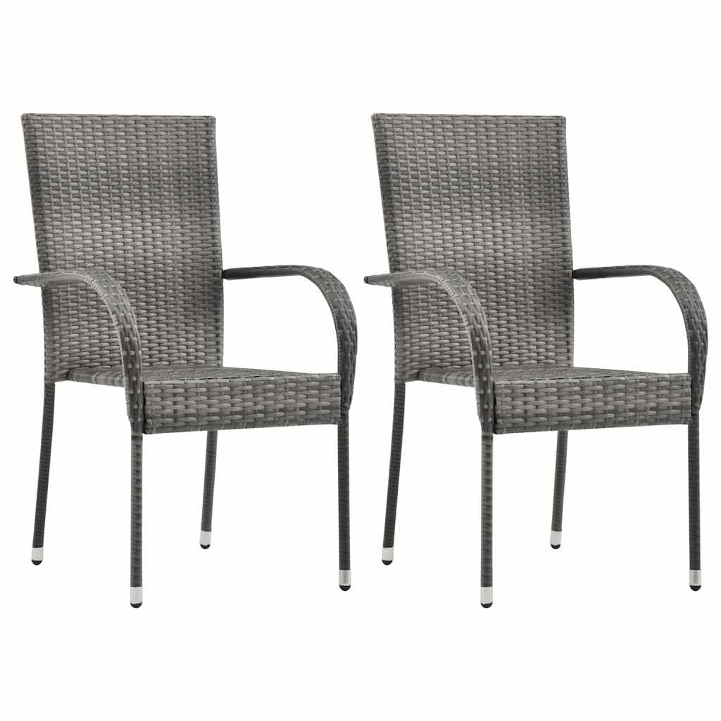 foto del prodotto vidaxl sedie da esterno impilabili 2 pz grigie in polyrattan