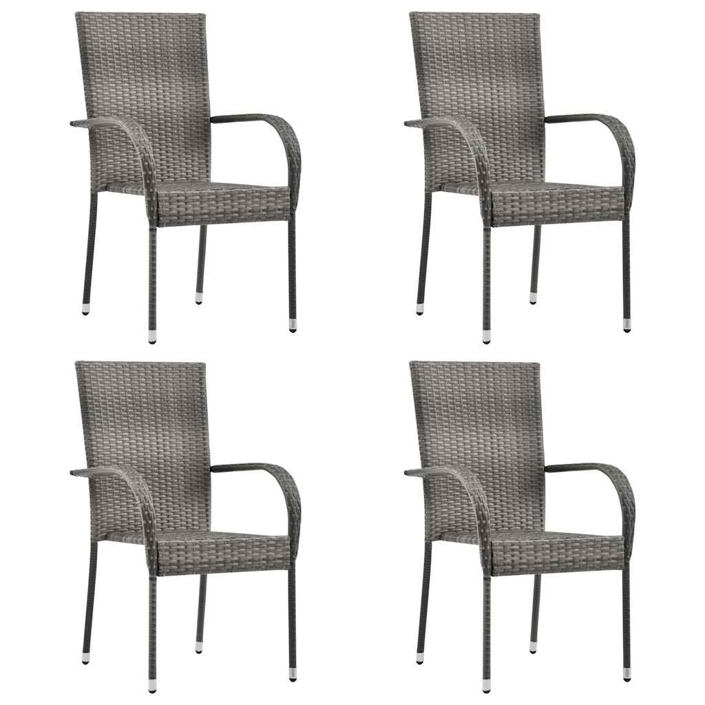 foto del prodotto vidaxl sedie da esterno impilabili 4 pz grigie in polyrattan