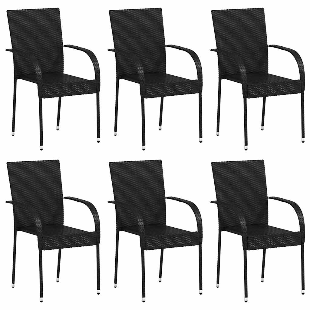 foto del prodotto vidaxl sedie da esterno impilabili 6 pz in polyrattan nere