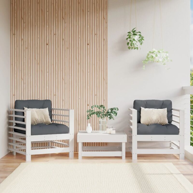 foto del prodotto vidaxl sedie da giardino 2 pz bianche in legno massello di pino