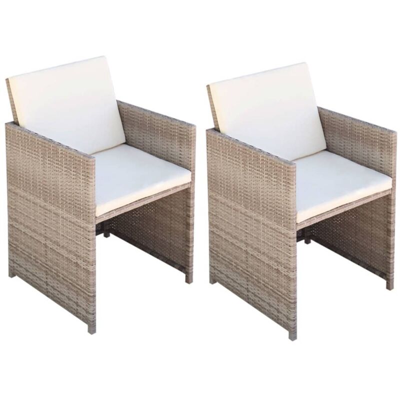 foto del prodotto vidaxl sedie da giardino 2 pz con cuscini in polyrattan beige