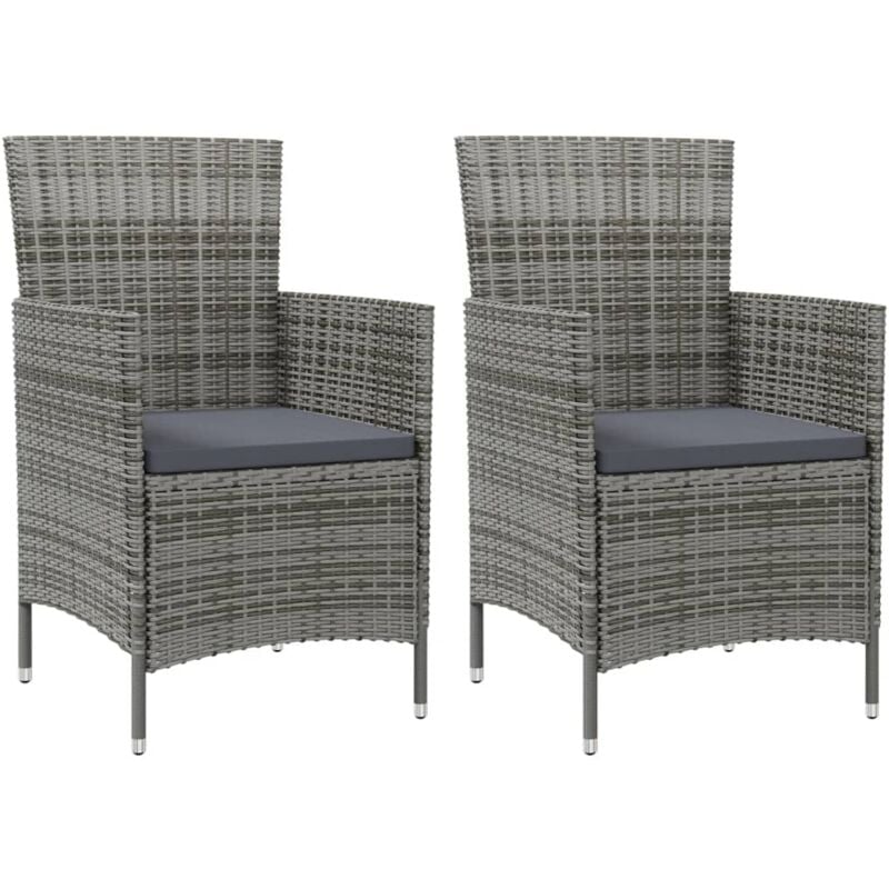 immagine 0 del prodotto vidaxl sedie da giardino 2 pz con cuscini in polyrattan grigio