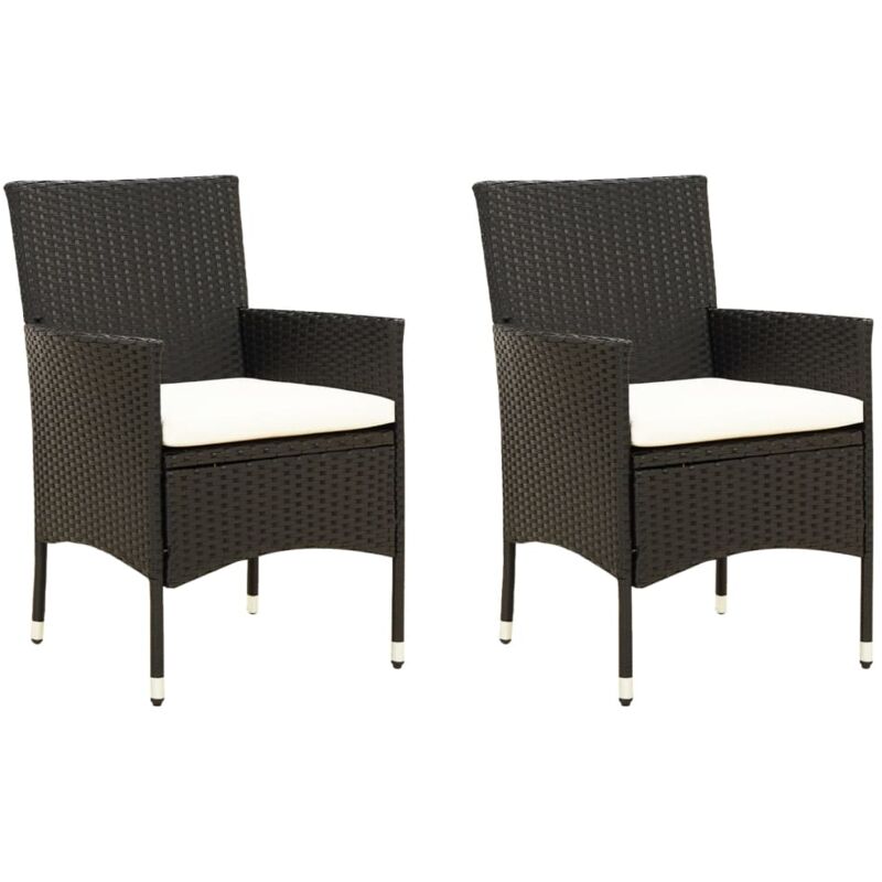 foto del prodotto vidaxl sedie da giardino 2 pz con cuscini in polyrattan nere
