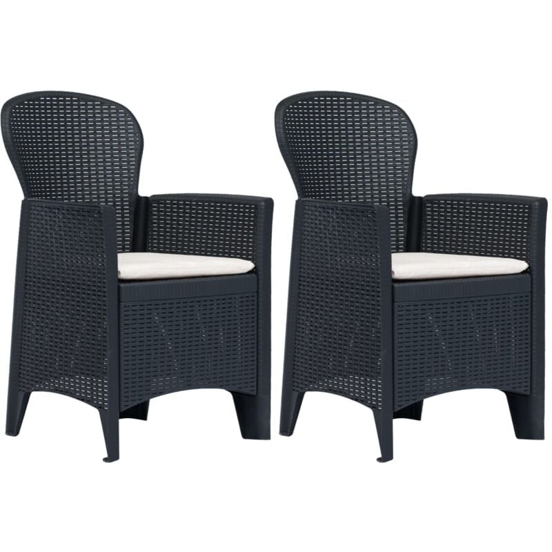 foto del prodotto vidaxl sedie da giardino 2 pz cuscino antracite plastica stile rattan