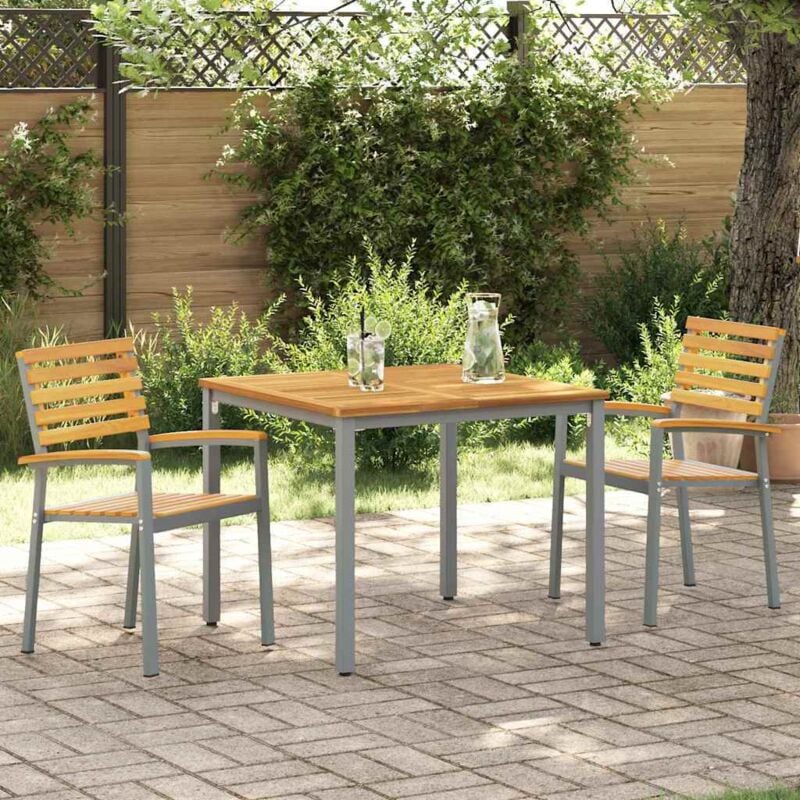 foto del prodotto vidaxl sedie da giardino 2 pz grigie in legno massello di acacia e acciaio.