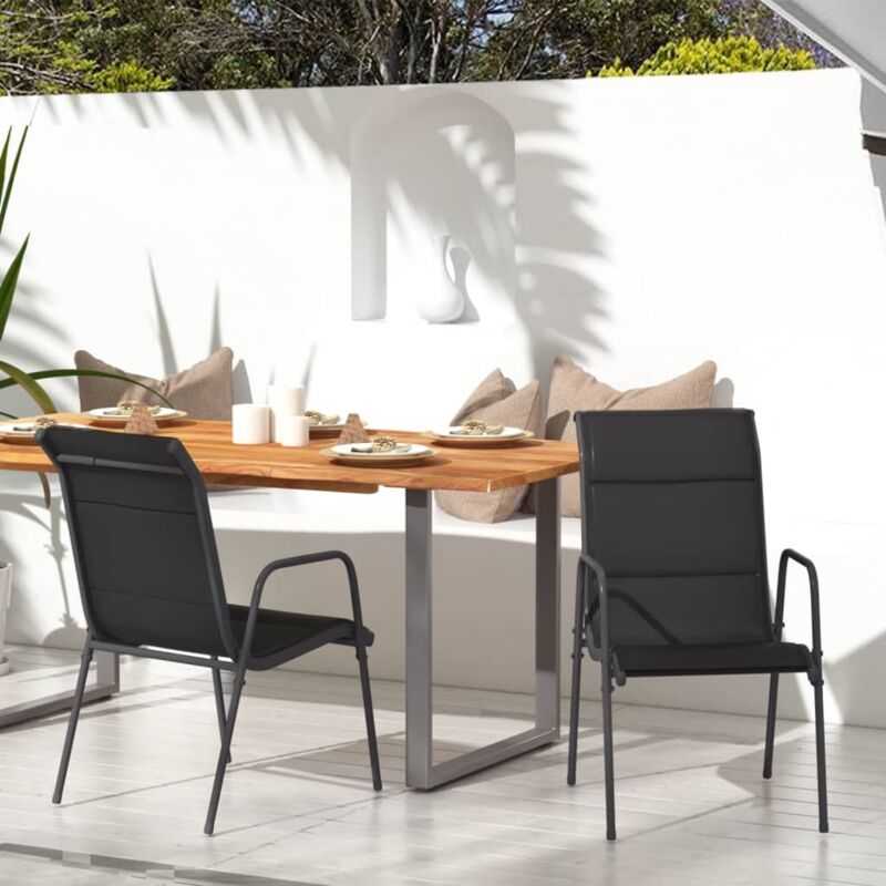 foto del prodotto vidaxl sedie da giardino 2 pz in acciaio e textilene nere