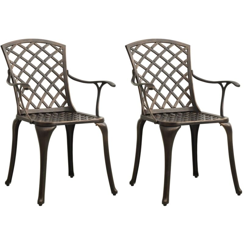 foto del prodotto vidaxl sedie da giardino 2 pz in alluminio pressofuso bronzo