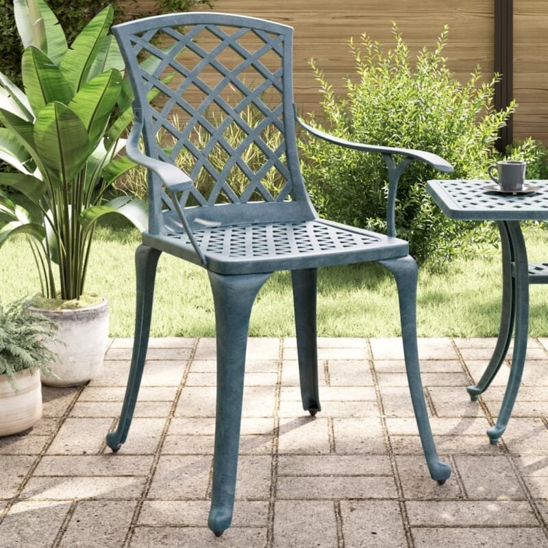 foto del prodotto vidaxl sedie da giardino 2 pz verdi in alluminio pressofuso