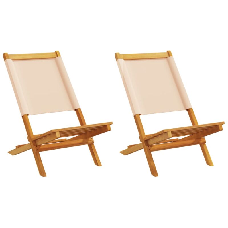 foto del prodotto vidaxl - sedie da giardino 2pz beige legno massello di acacia e tessuto