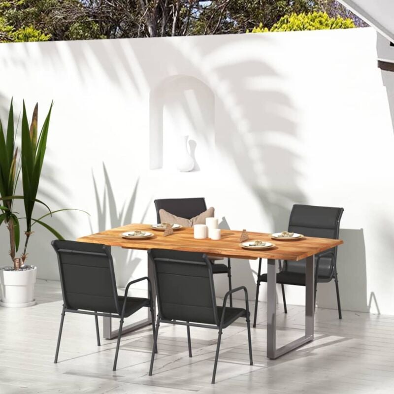 foto del prodotto vidaxl sedie da giardino 4 pz in acciaio e textilene nere